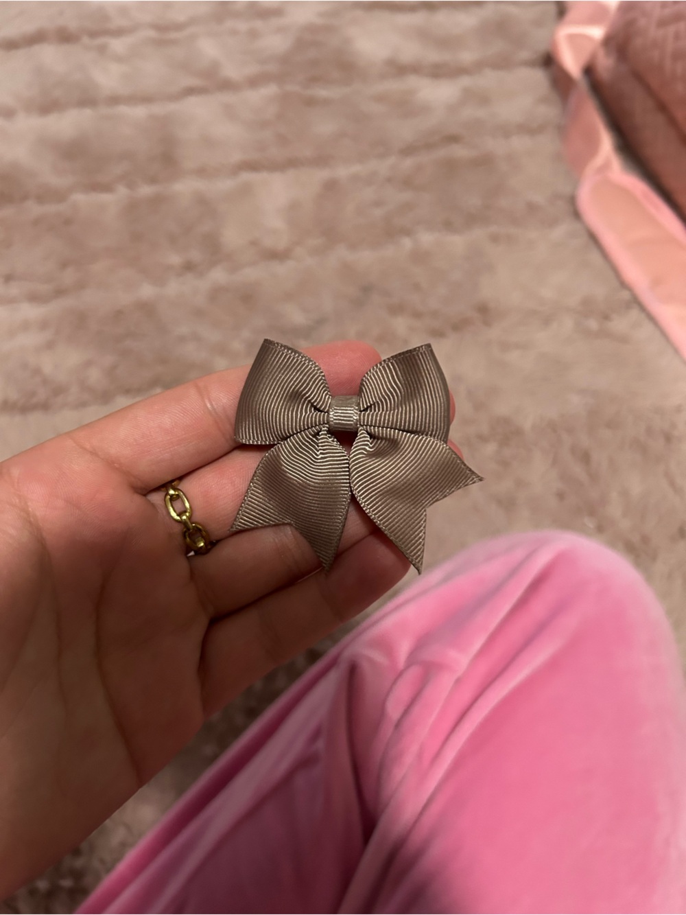 Neutral Brown Grosgrain Bow Hair Clip - Women Accessories